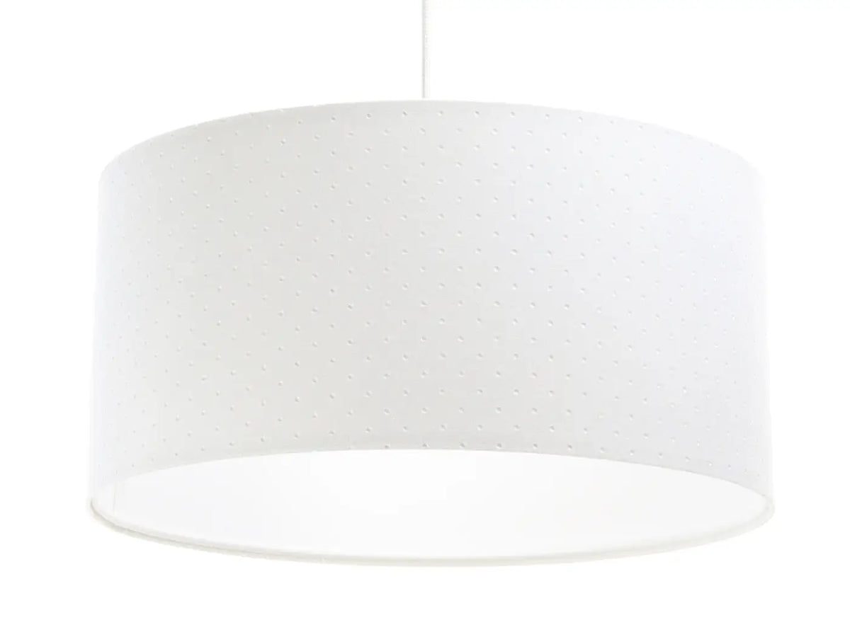 Suspension cylindrique en tissu blanc, style minimaliste