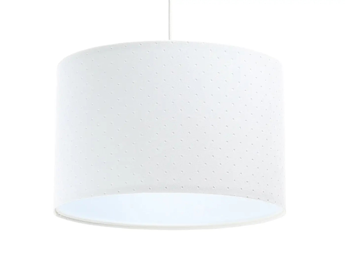 Suspension cylindrique en tissu blanc, style minimaliste