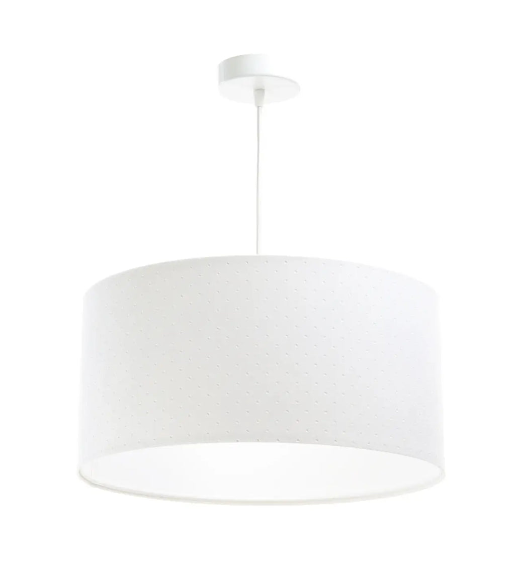 Suspension cylindrique en tissu blanc, style minimaliste