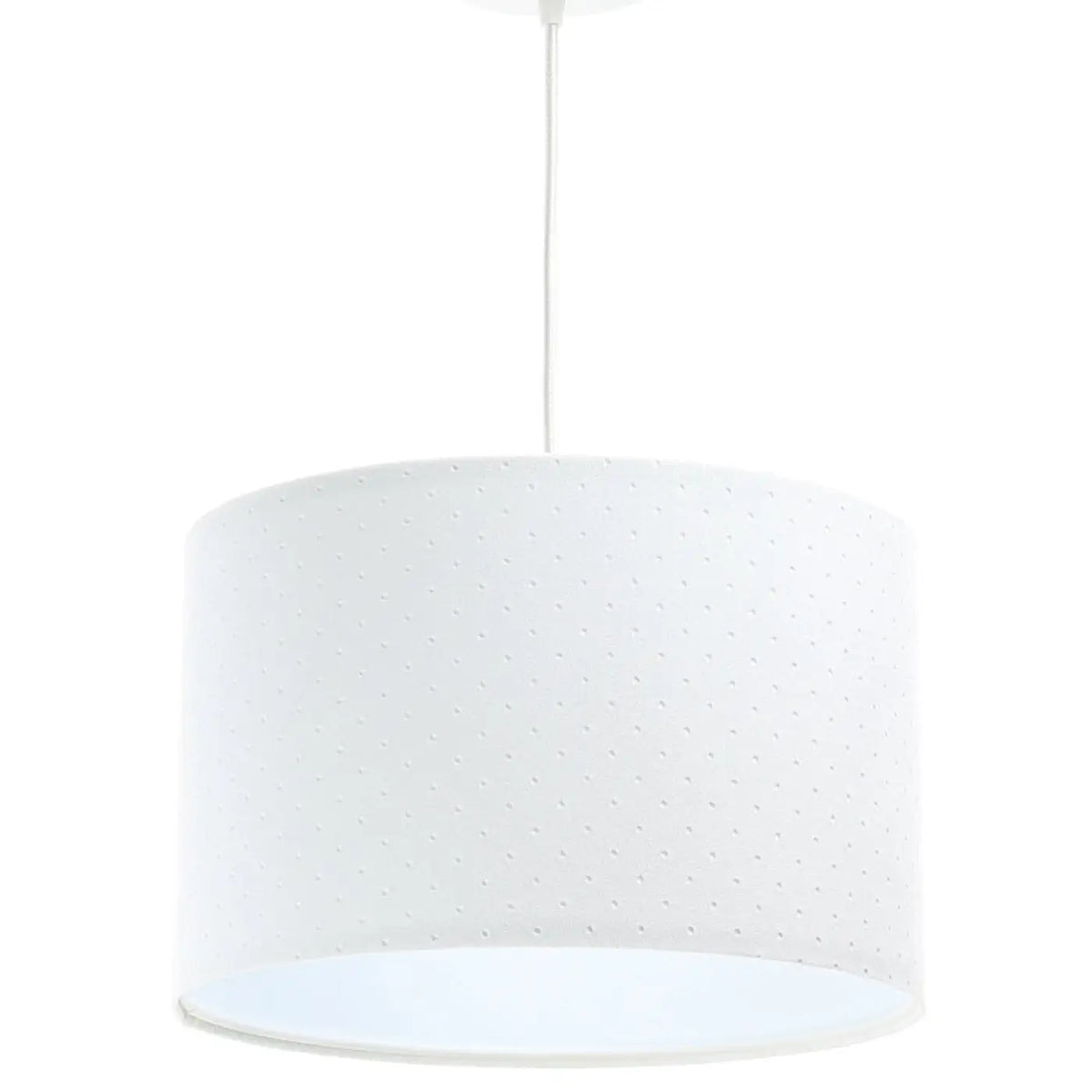 Suspension cylindrique en tissu blanc, style minimaliste