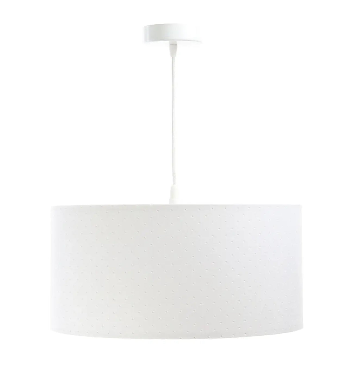 Suspension cylindrique en tissu blanc, style minimaliste
