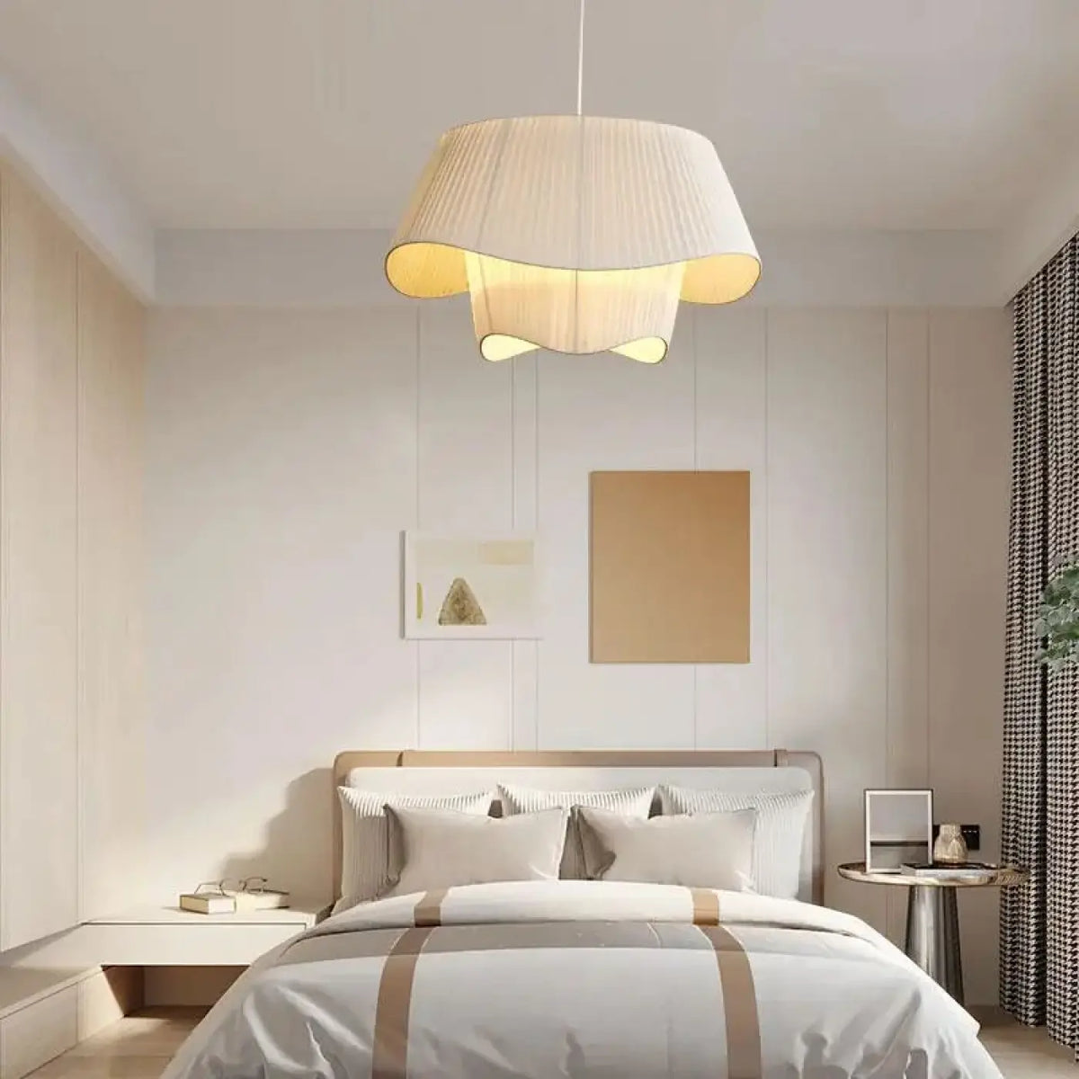 Suspension moderne blanche ou beige pour salle à manger, beige