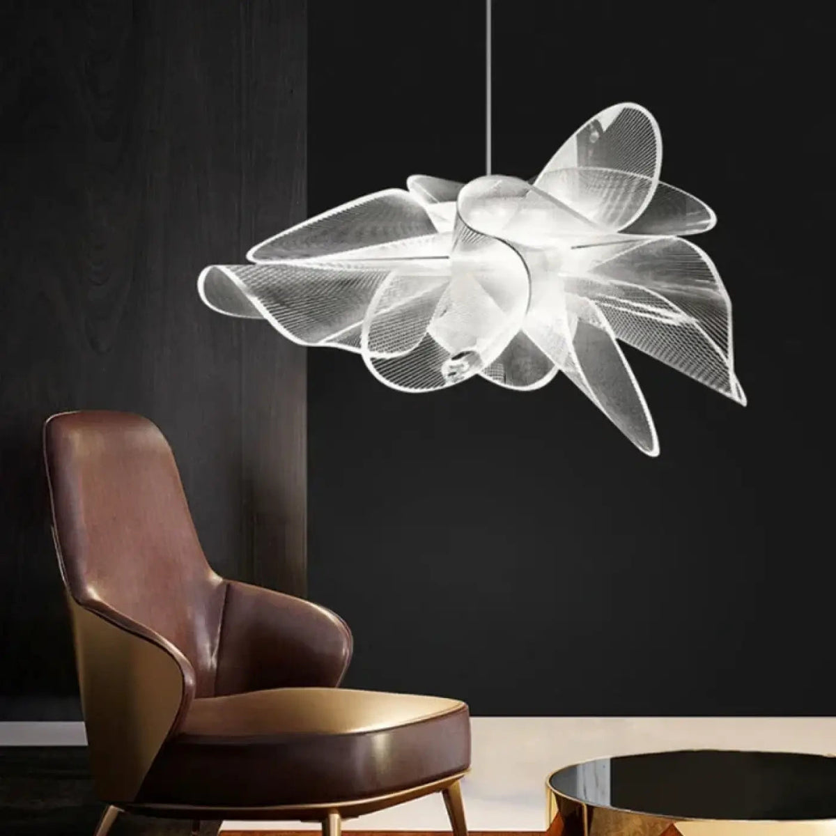 Suspension blanche design pour salon, blanc chaud ou froid