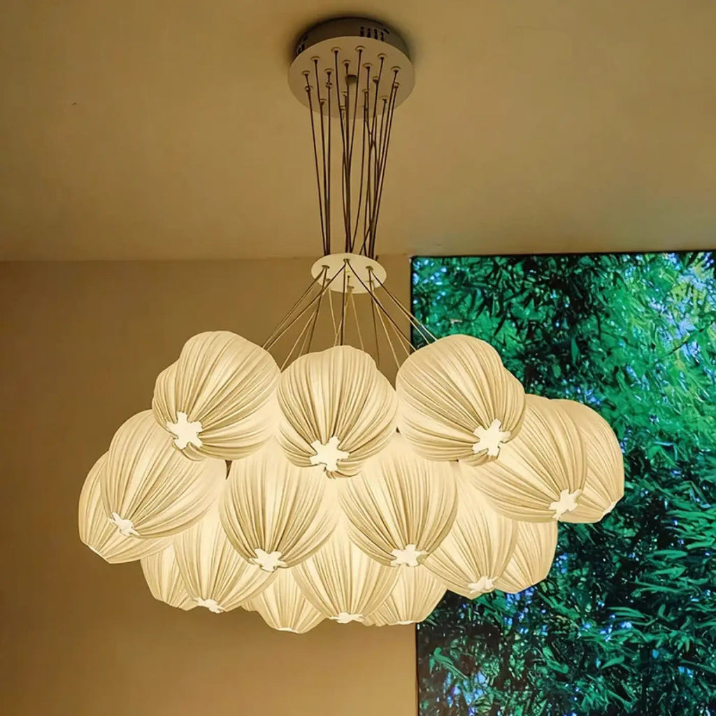 Suspension bouquet de fleurs blanches, 7, 13 ou 19 lumières