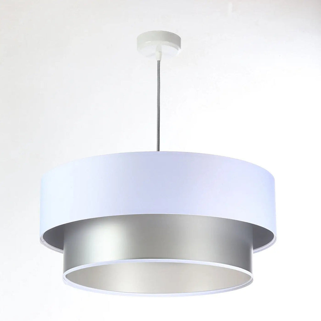 Suspension blanche à intérieur argenté, forme ronde, S, M ou L