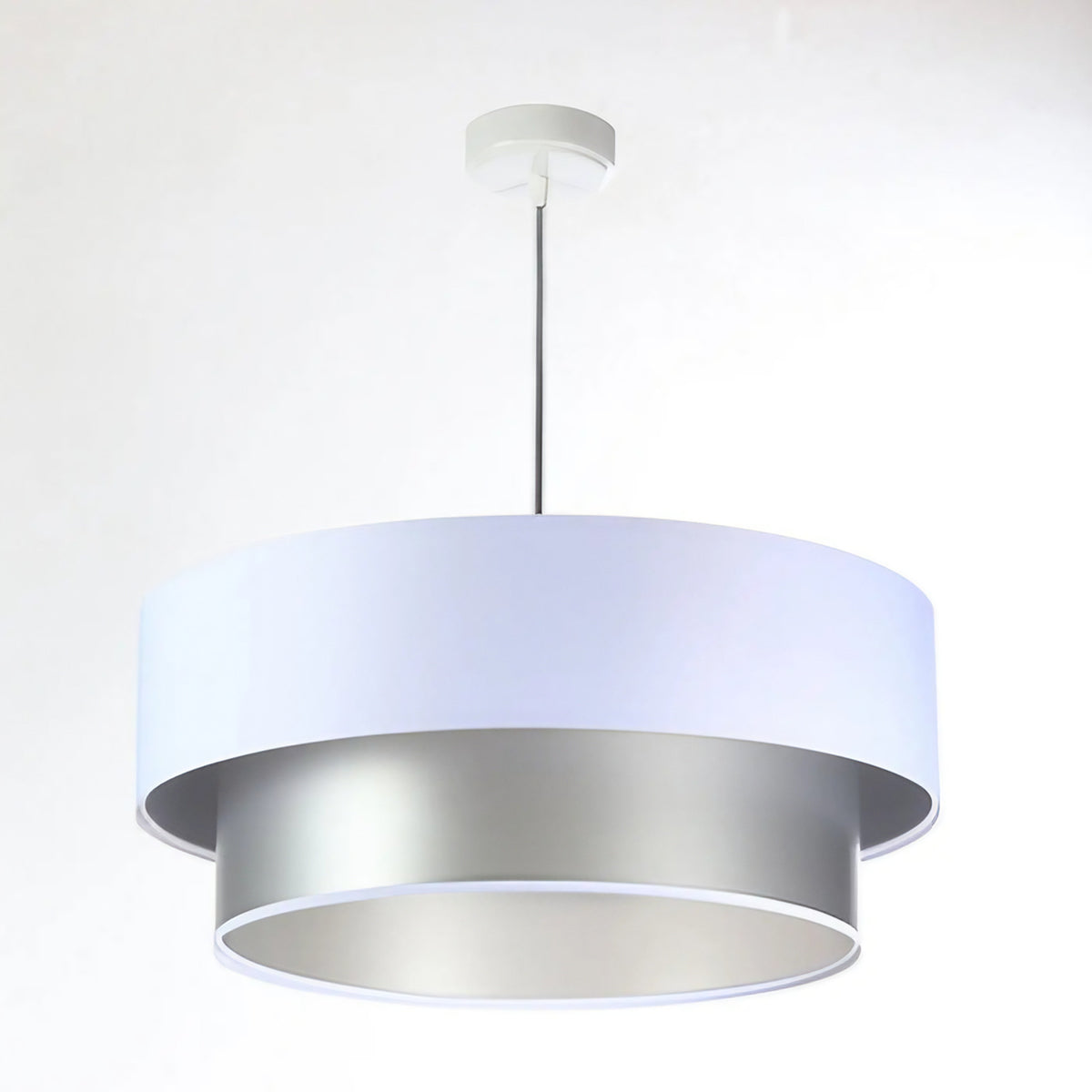 Suspension blanche à intérieur argenté, forme ronde, S, M ou L