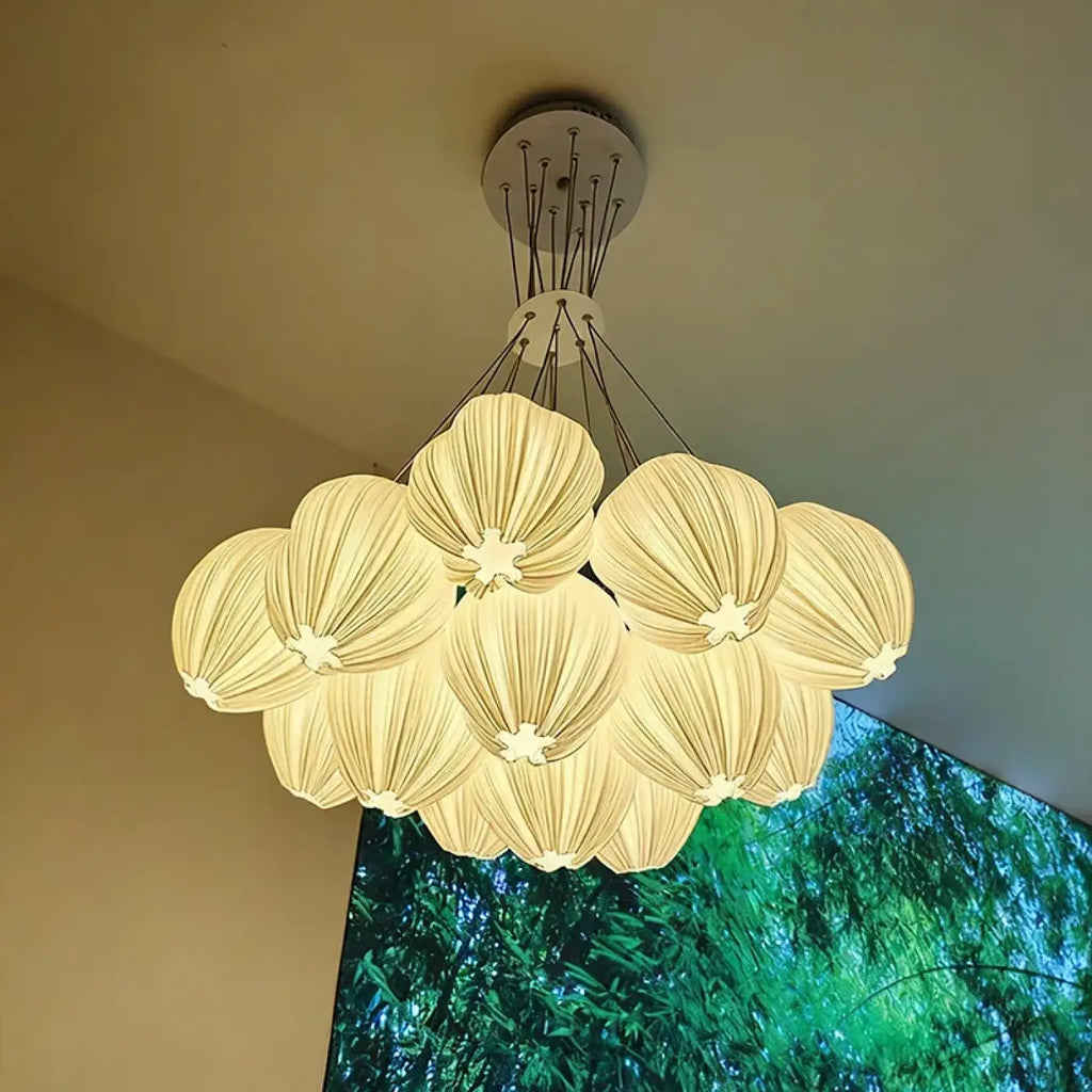 Suspension bouquet de fleurs blanches, 7, 13 ou 19 lumières