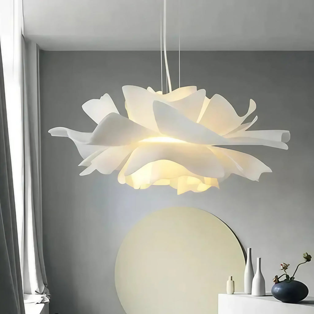 Suspension fleur blanche, tailles S à XL, trois choix de lumière
