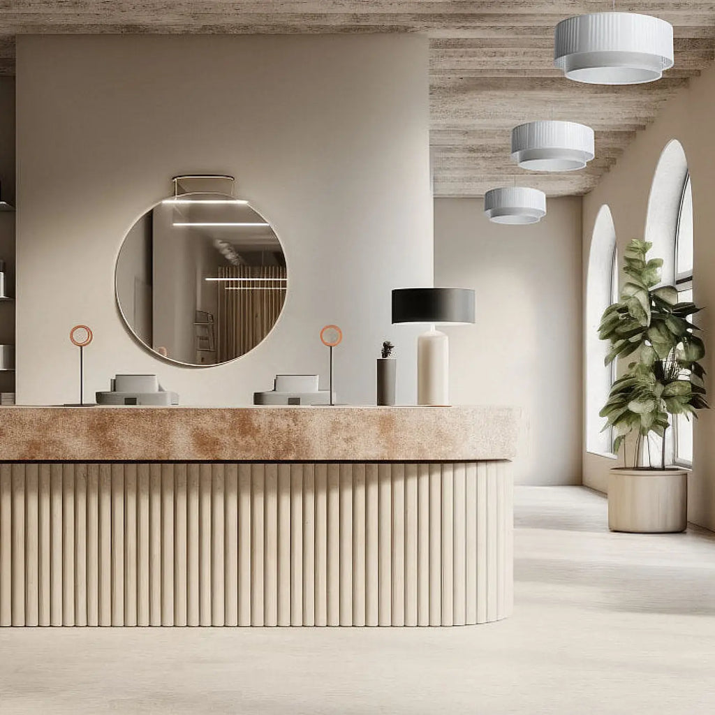 Suspension moderne blanche et grise, trois tailles S, M et L