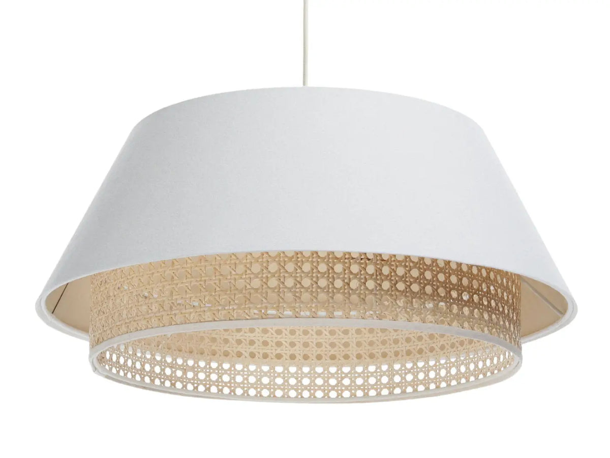 Suspension en tissu blanc et rotin, style naturel