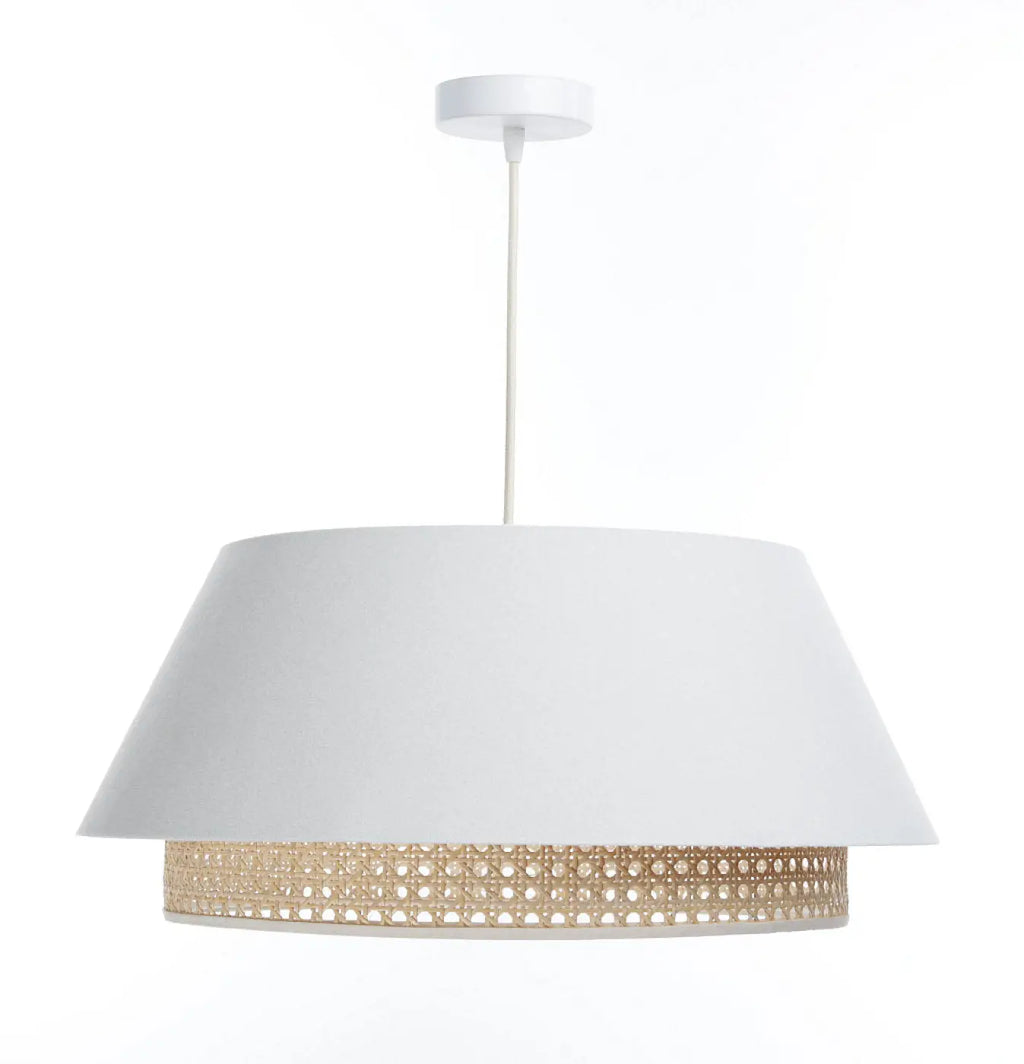 Suspension en tissu blanc et rotin, style naturel