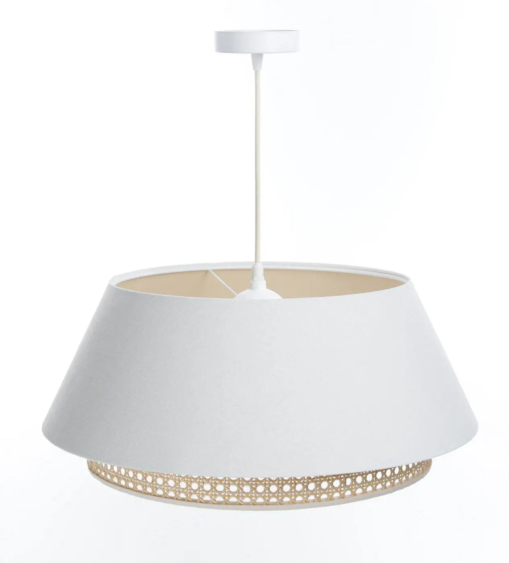 Suspension en tissu blanc et rotin, style naturel