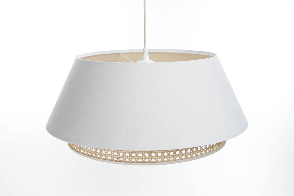 Suspension en tissu blanc et rotin, style naturel