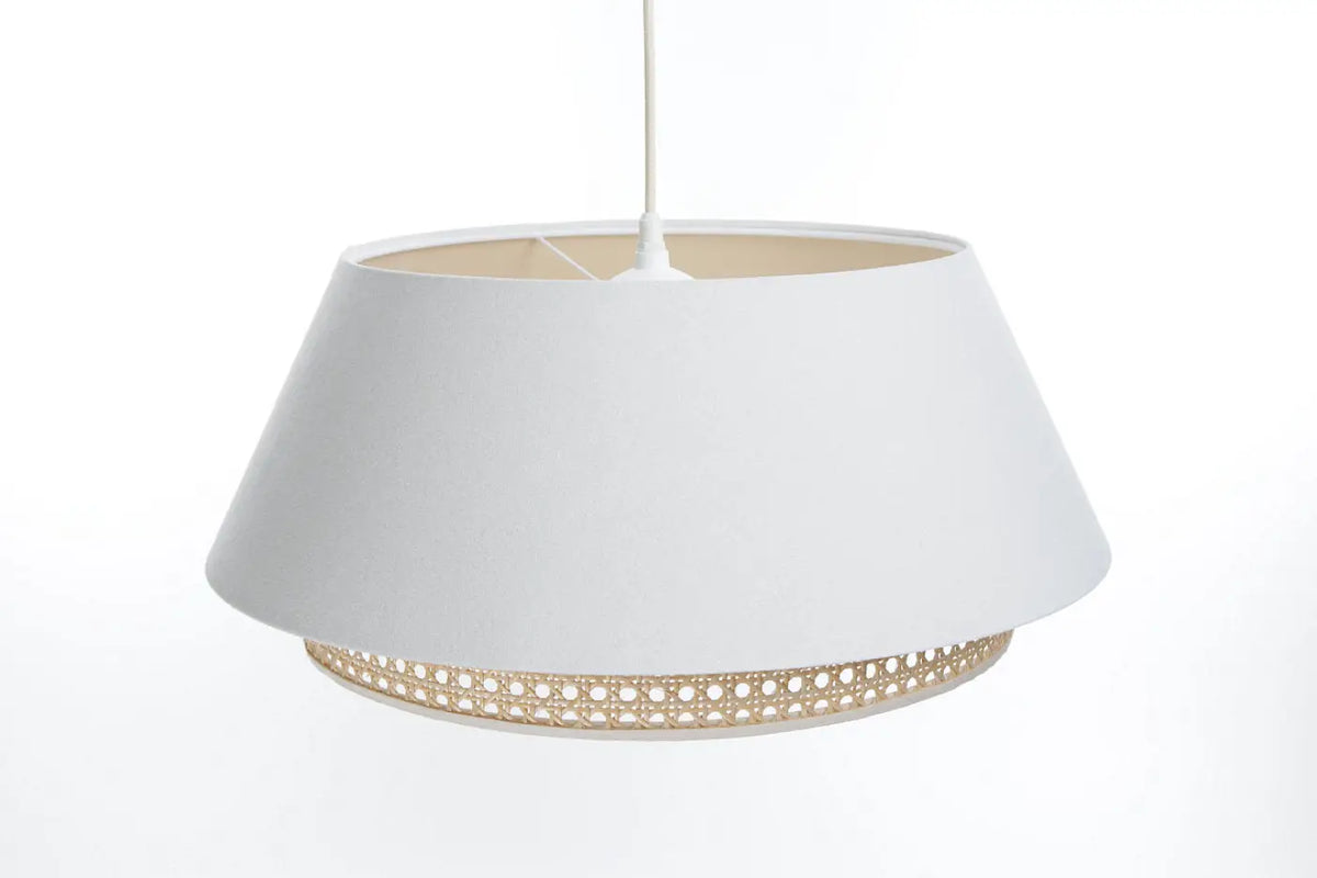 Suspension en tissu blanc et rotin, style naturel