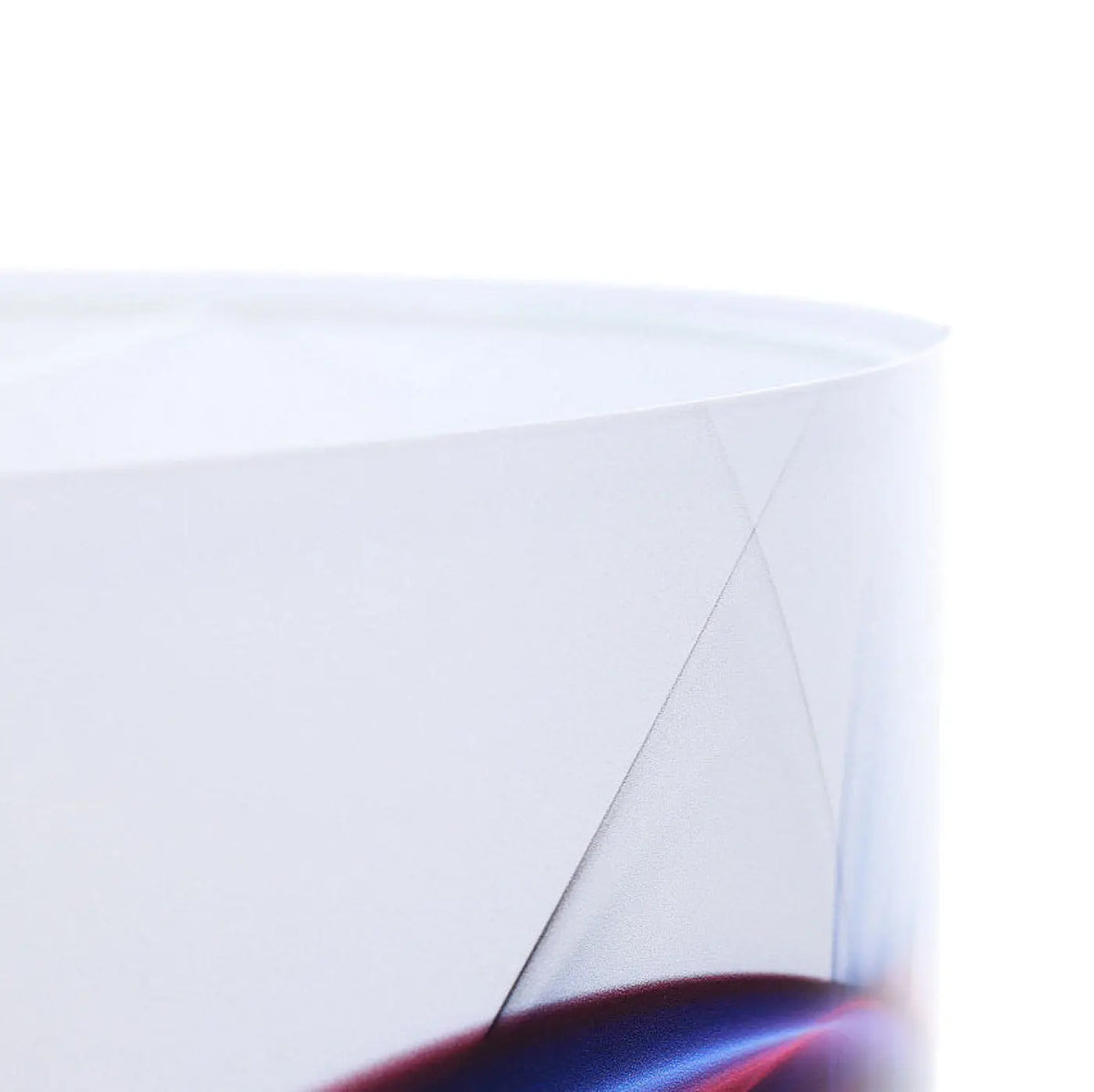 Suspension cylindre blanche à motif abstrait bleu, violet et noir