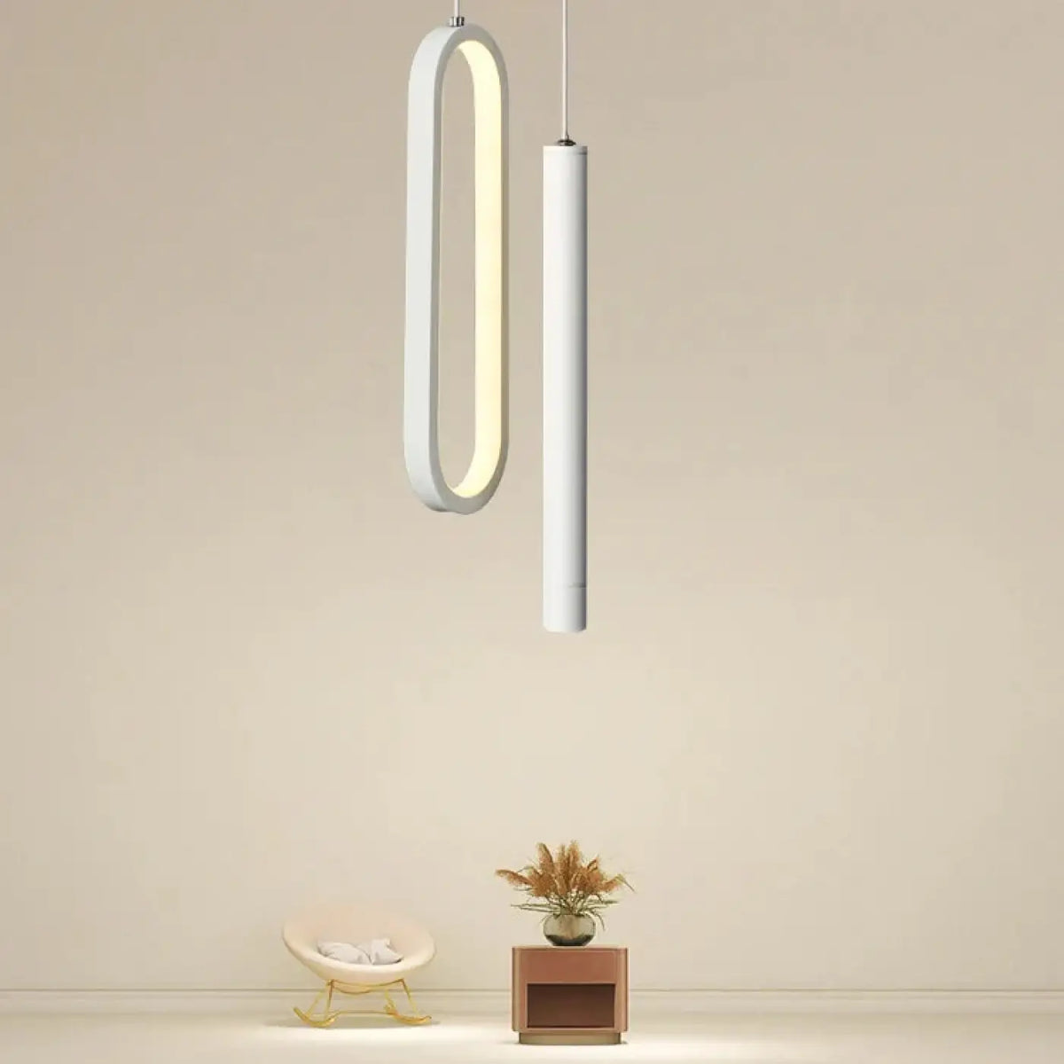 Suspension blanche nordique pour chambre, trois choix de lumière
