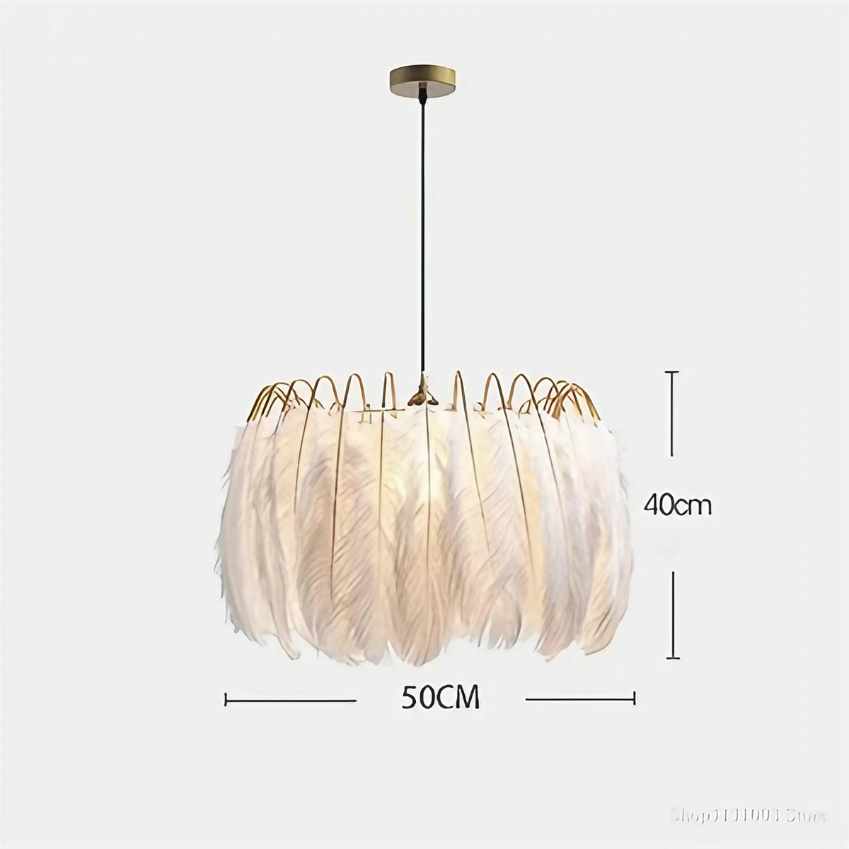 Suspension à plumes blanches de style art déco, S ou M