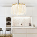 Suspension à plumes blanches de style art déco, S ou M
