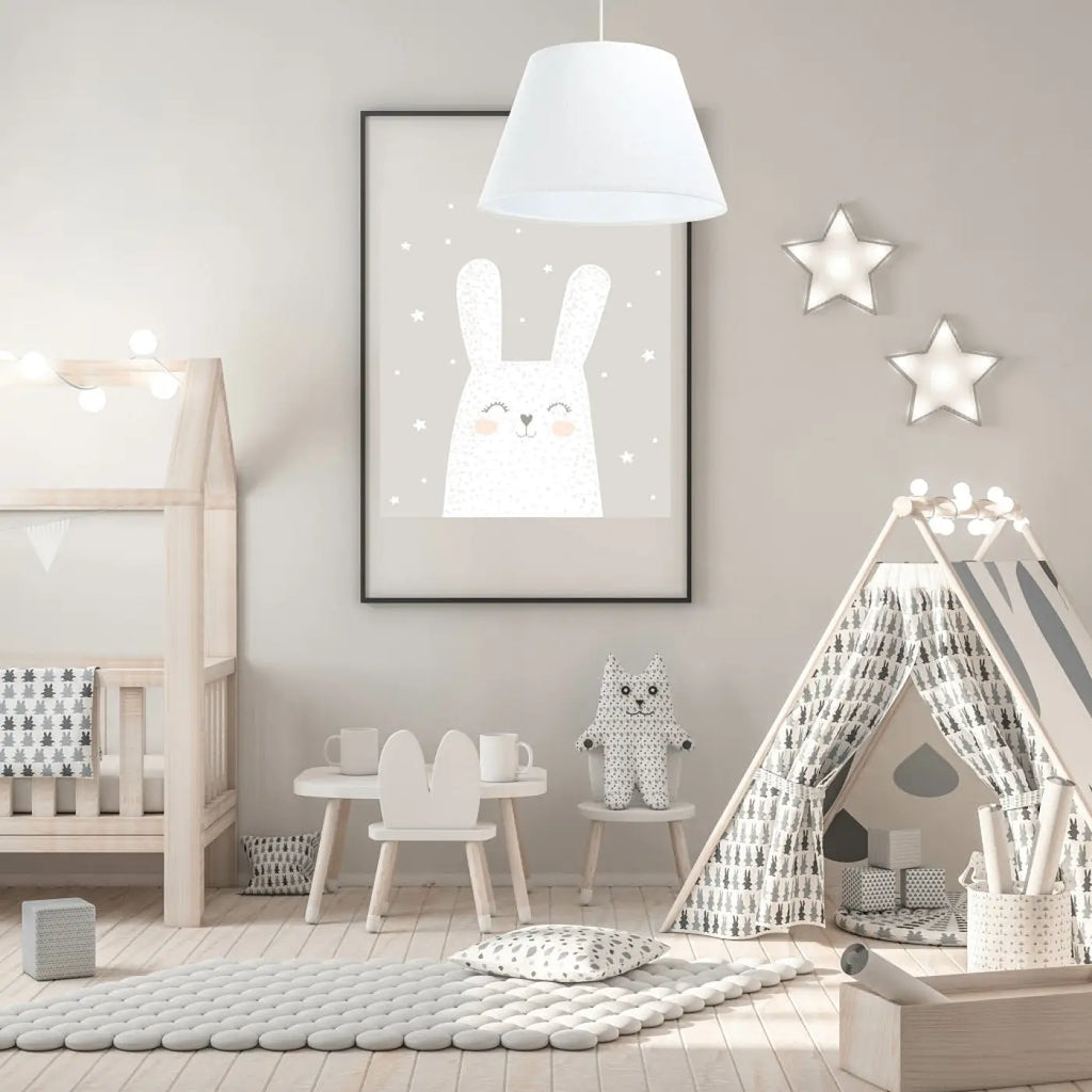 Suspension cloche en tissu blanc, 40 cm, style scandinave