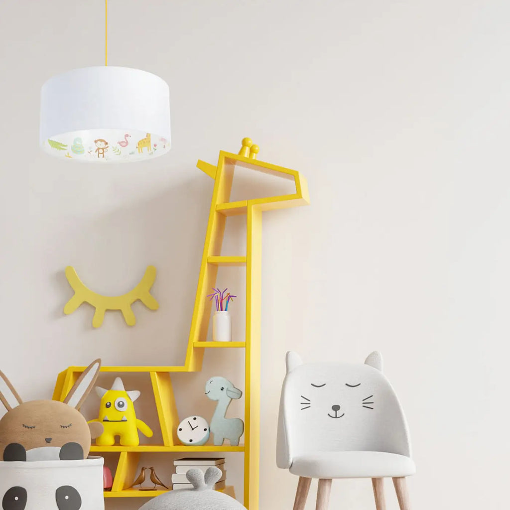 Suspension enfant blanche à animaux vert clair, S, M ou L