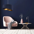 Suspension velours bleu marine, intérieur doré, tailles S et M
