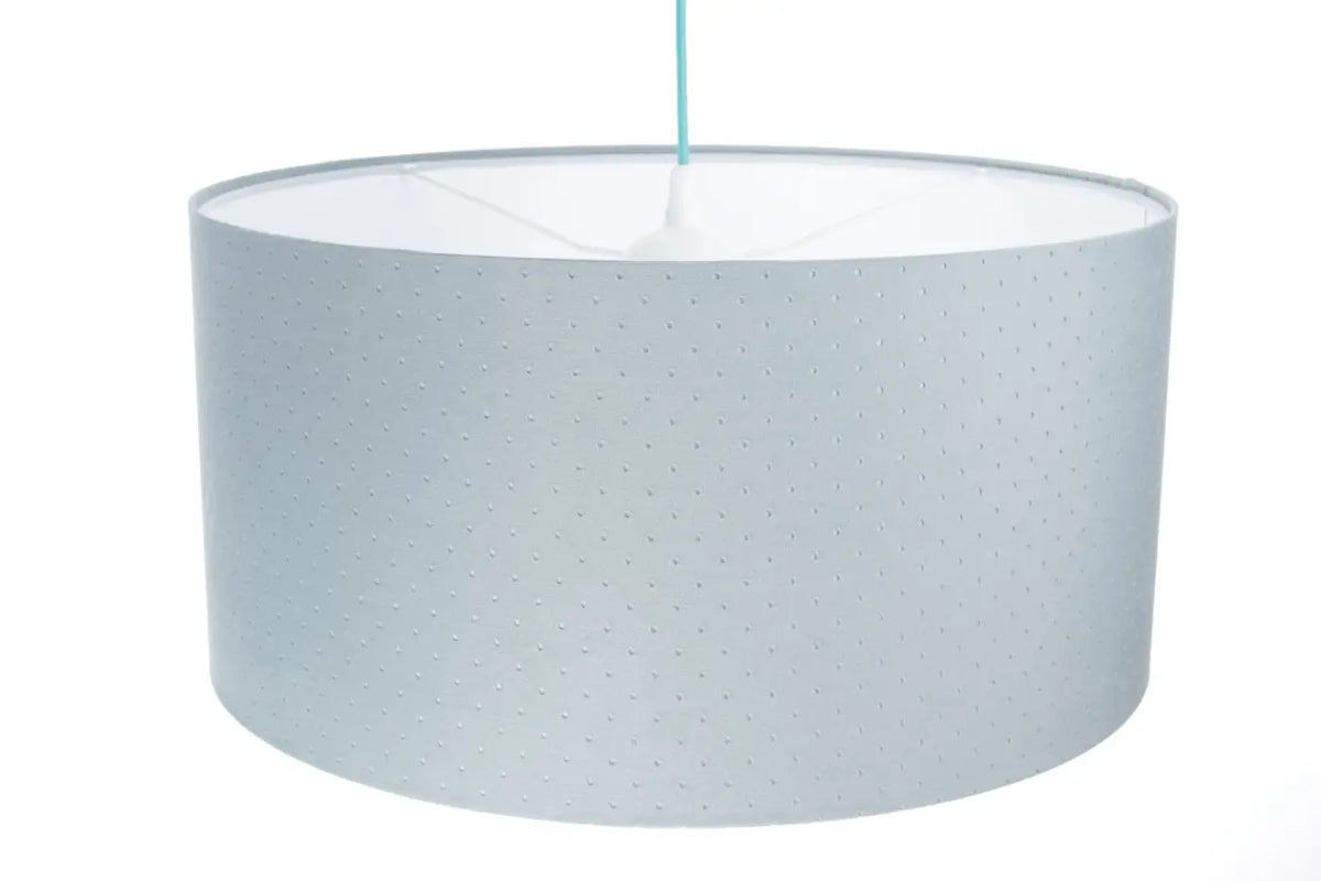 Suspension cylindrique en tissu bleu pastel, intérieur blanc