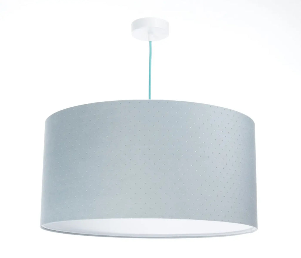 Suspension cylindrique en tissu bleu pastel, intérieur blanc