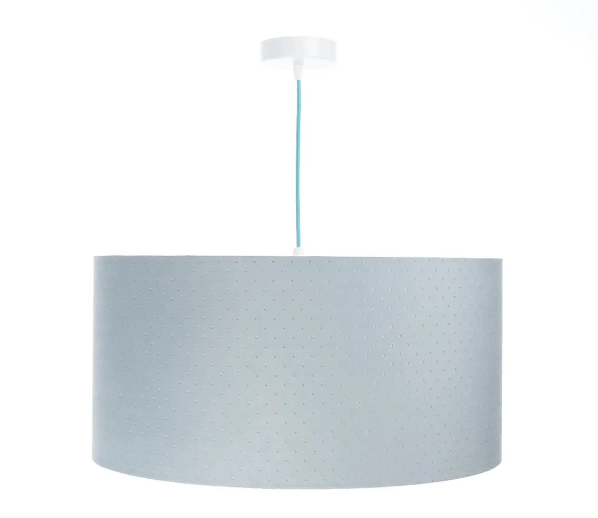 Suspension cylindrique en tissu bleu pastel, intérieur blanc