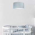 Suspension cylindrique en tissu bleu pastel, intérieur blanc