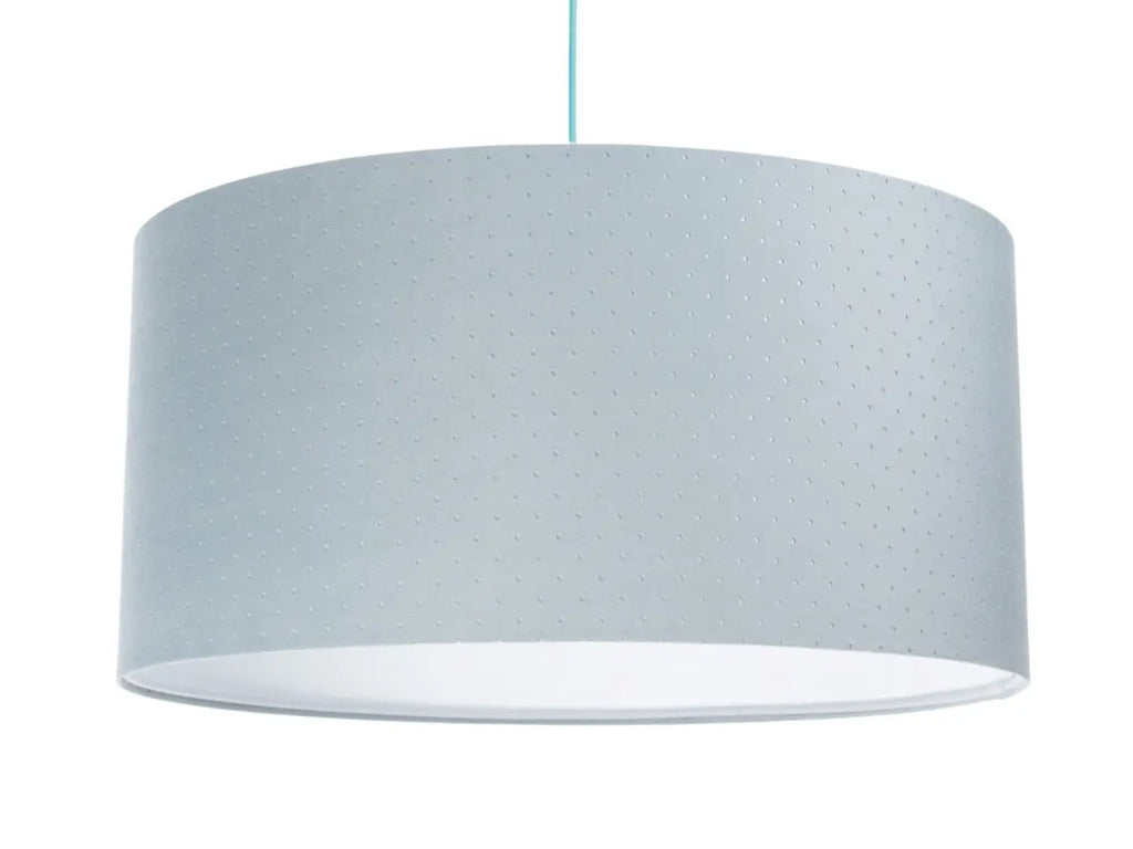Suspension cylindrique en tissu bleu pastel, intérieur blanc
