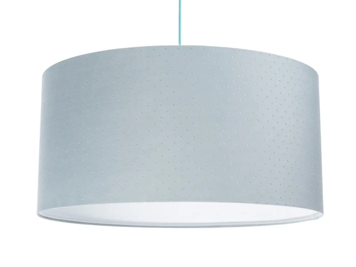 Suspension cylindrique en tissu bleu pastel, intérieur blanc
