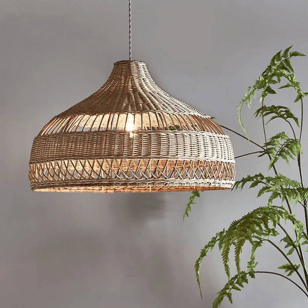 Suspension bohème en rotin, beige ou marron, tailles S à L, beige