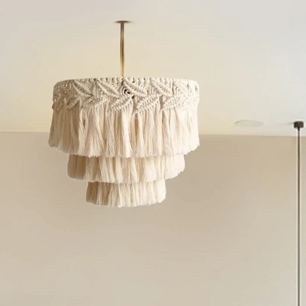 Suspension macramé à franges, coloris écru, trois modèles