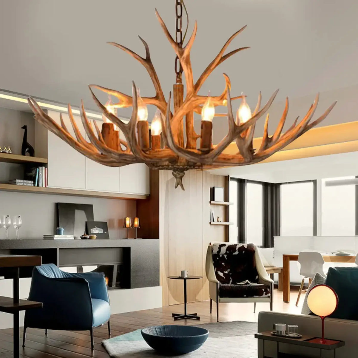 Suspension bois de cerf au style rustique et vintage