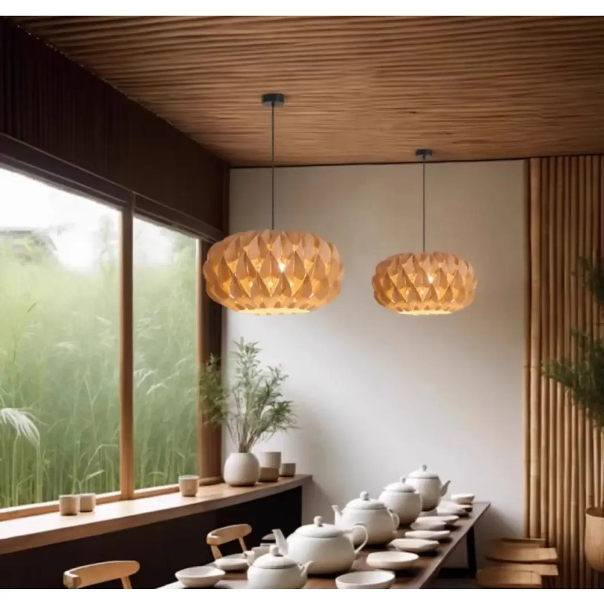 Suspension en bois au design moderne, beige ou marron, beige