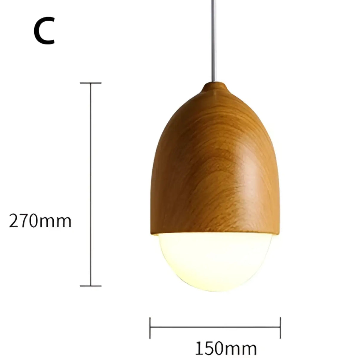 Suspension en bois à lumière blanche, quatre modèles A à D