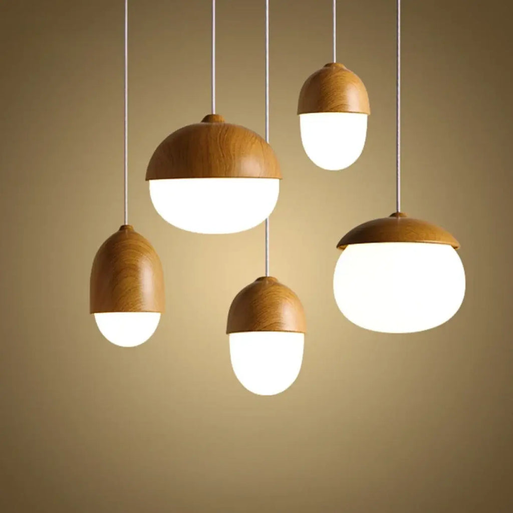 Suspension en bois à lumière blanche, quatre modèles A à D