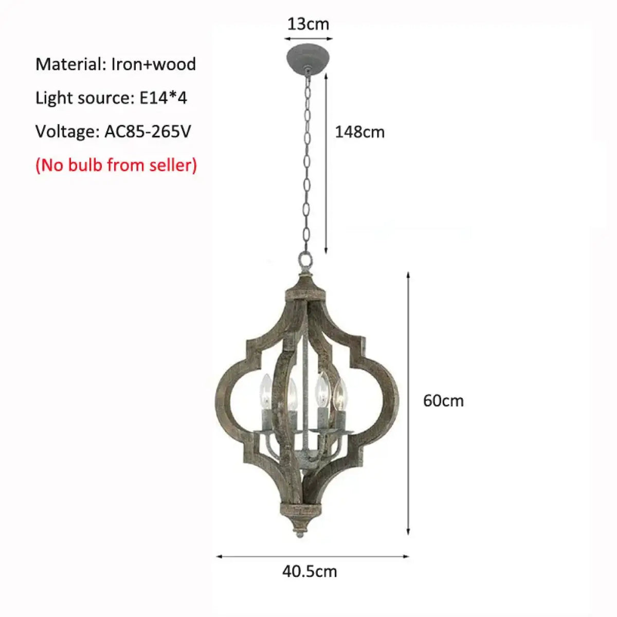 Suspension lanterne en bois et métal