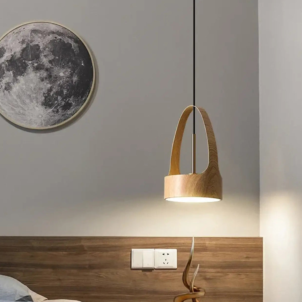 Suspension en bois minimaliste, marron ou beige, beige