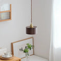 Suspension en bois de noyer et cuivre, ligne minimaliste, marron