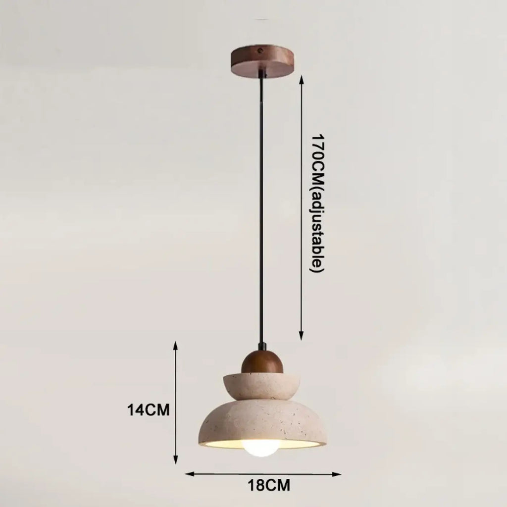 Suspension épurée bois et pierre, blanc chaud ou blanc froid