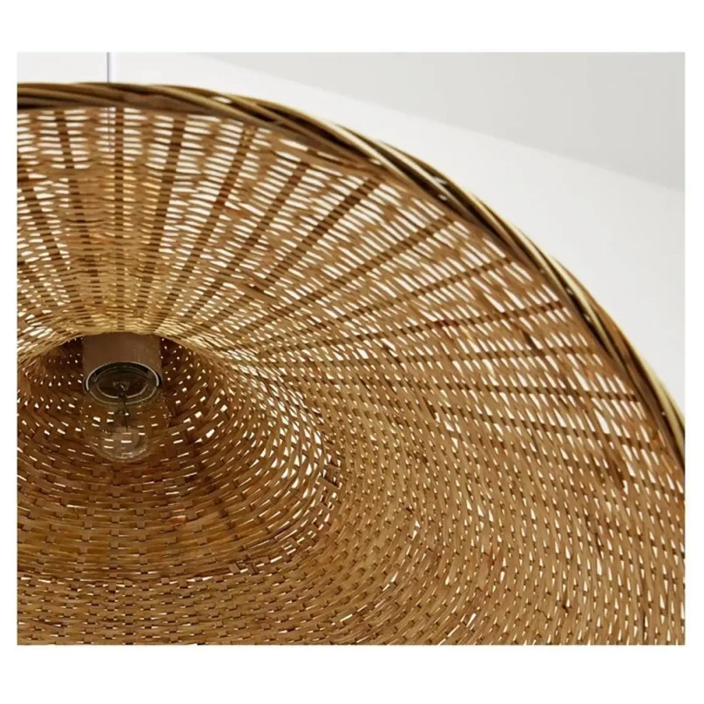 Suspension en bois et rotin tressé, style maison de campagne