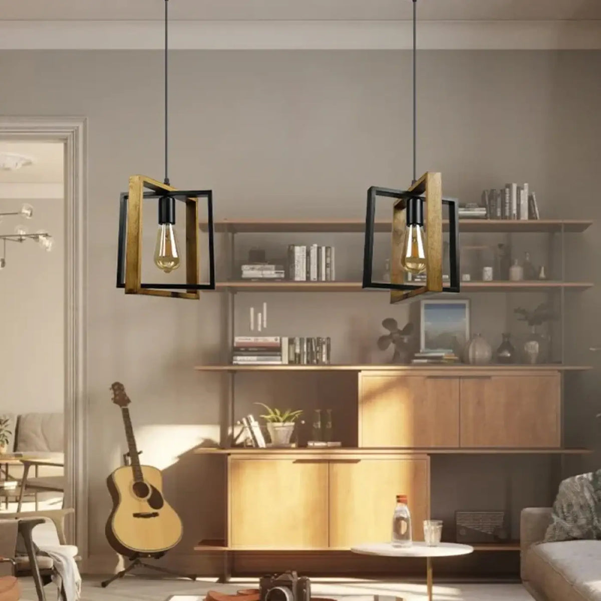 Suspension en bois au style vintage pour cuisine