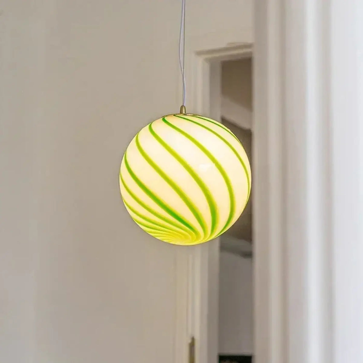 Suspension bonbon rayé, rouge ou vert, blanc chaud ou froid