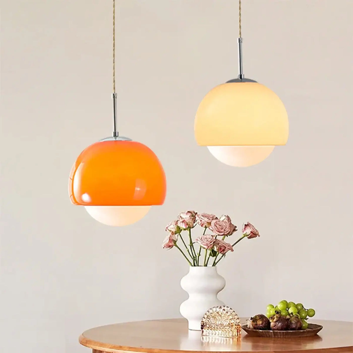 Suspension boule minimaliste, jaune, orange ou rouge