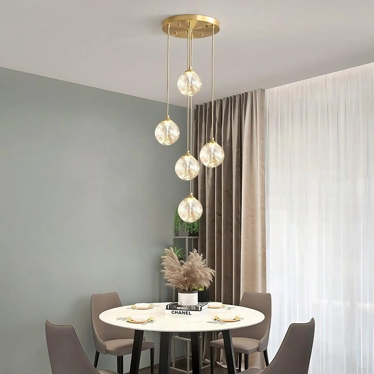 Suspension boule en verre, sphère transparente, taille S ou M