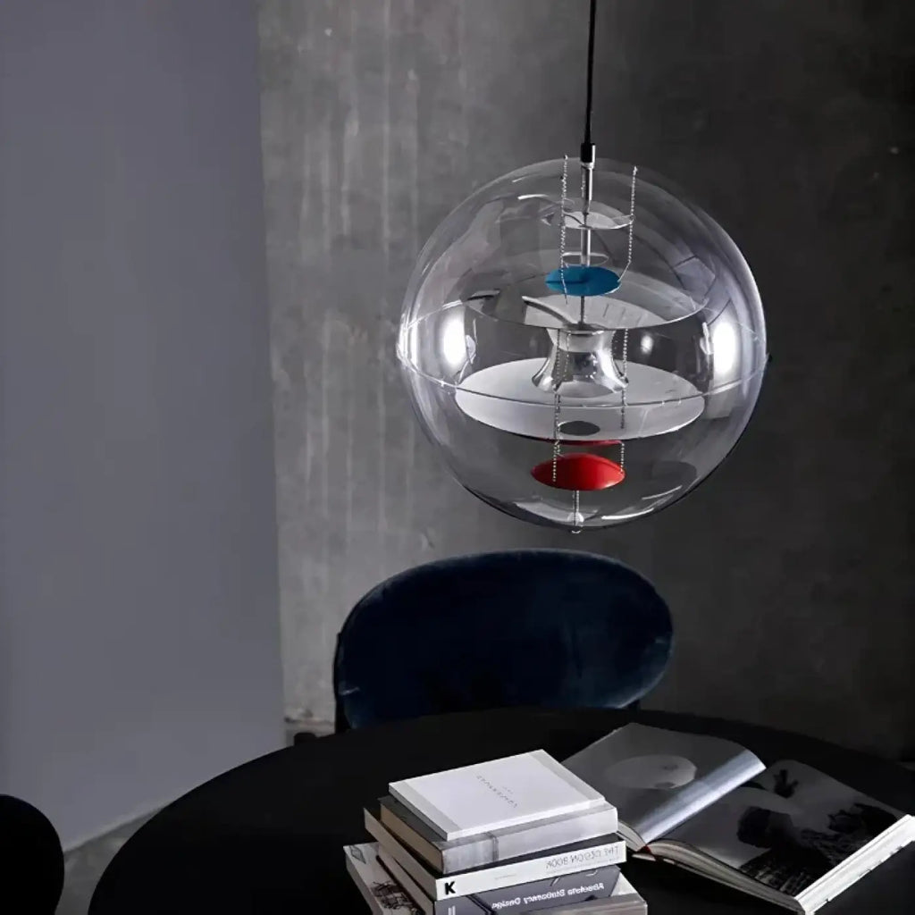 Suspension boule en verre argenté, blanc chaud ou froid