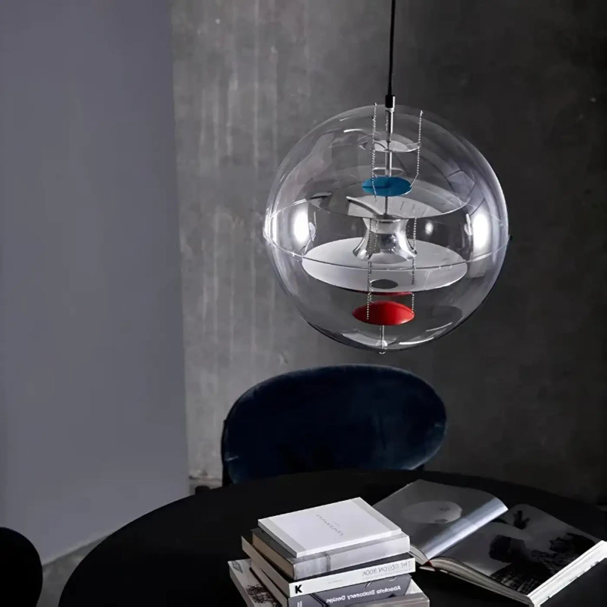 Suspension boule en verre argenté, blanc chaud ou froid