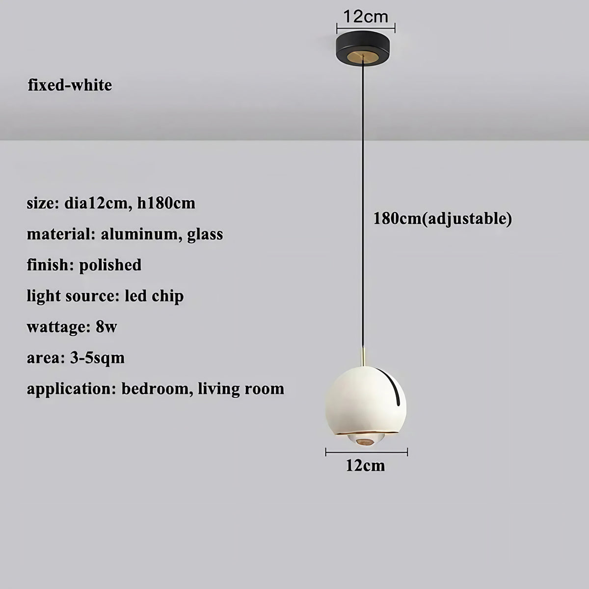 Suspension boule en verre effet miroir, sept coloris, blanc