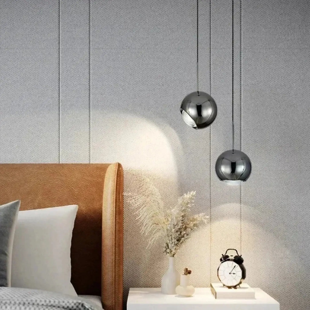 Suspension boule en verre effet miroir, sept coloris